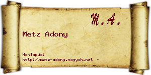 Metz Adony névjegykártya